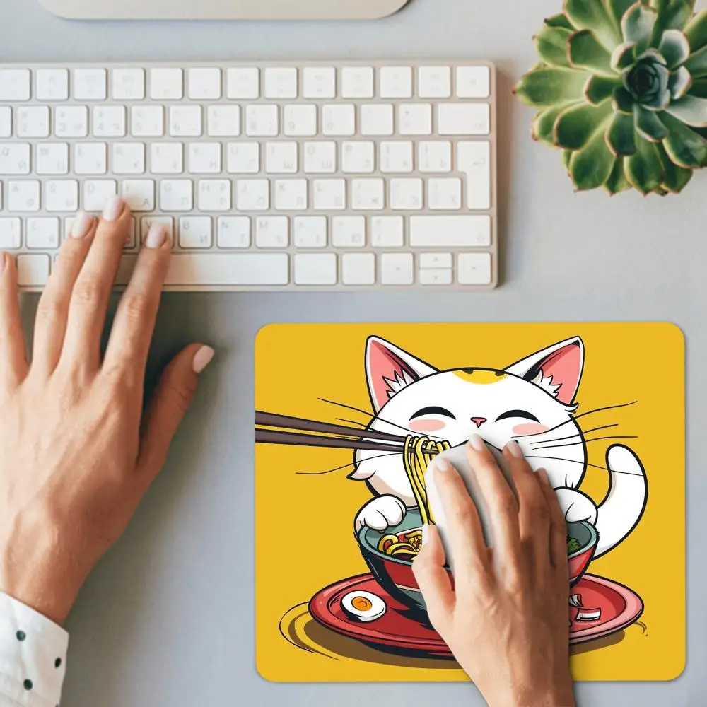 Cat Ramen Custom Mouse Pad Anime Computer Mat Pc Accessories Game Mats Mousepad Company Desk Accessory Gaming Laptop Gamer Girl