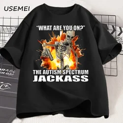 WHAT ARE YOU ON T Shirt Funny Skeleton Printed T-shirt Men Casual Short Sleeve Graphic Tees Cotton Round Neck Loose Tshirt Tops