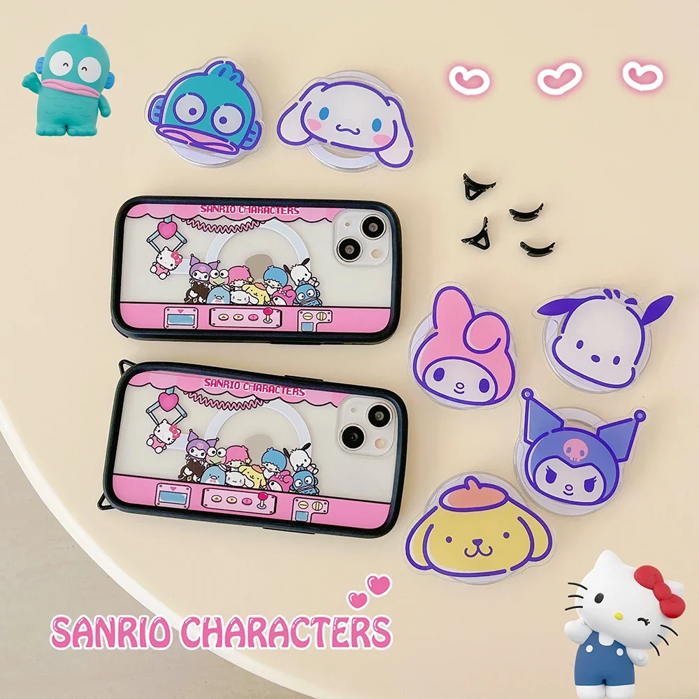 Cartoon Game Cinnamoroll Kuromi For Magsafe Magnetic Bracket Phone Case For IPhone 16 15 14 13 Pro Max Clear Back Cover Y2k Girl