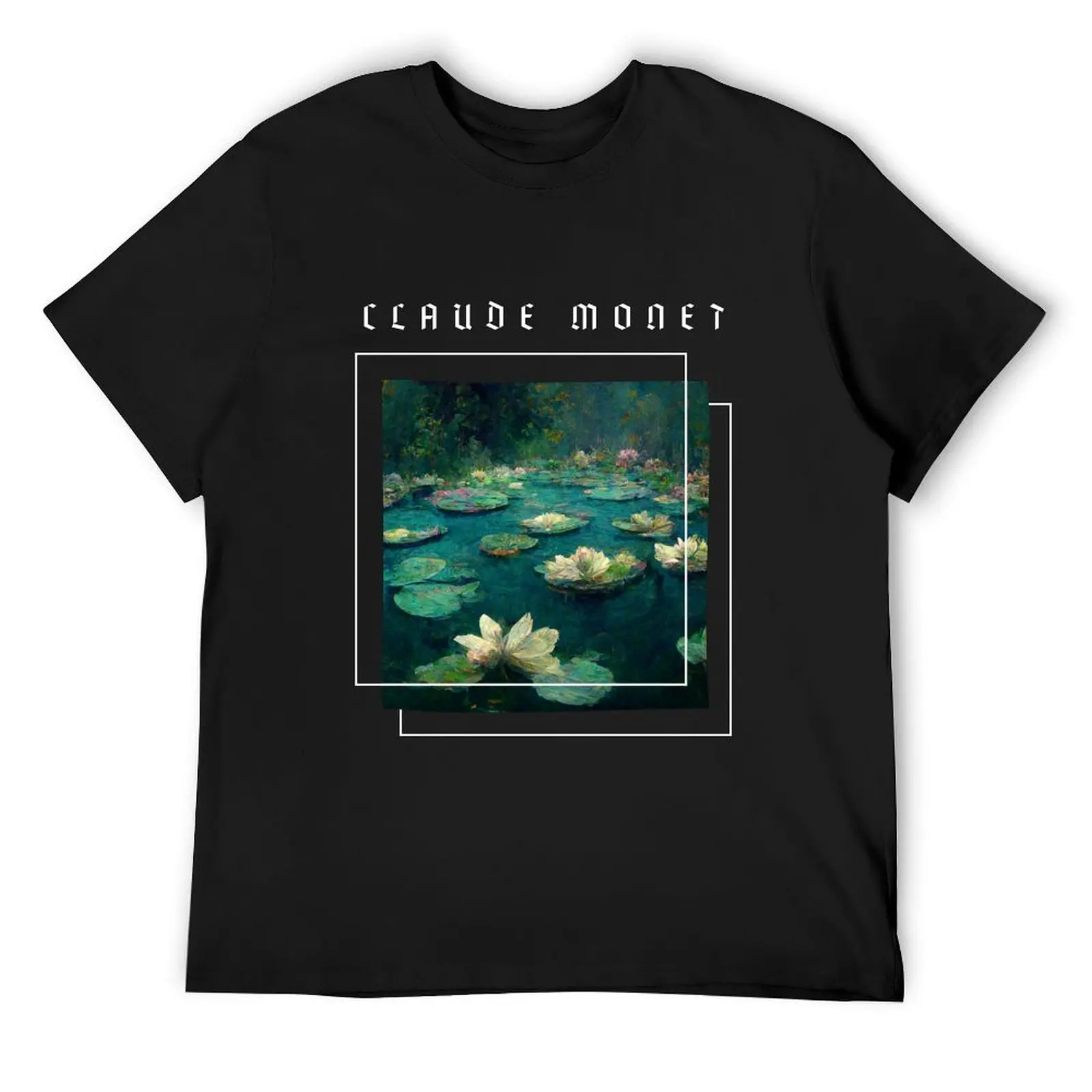 Water Lillies Monet -Claude Monet Art Remake Design T-Shirt plus size clothes summer top plain black t shirts men