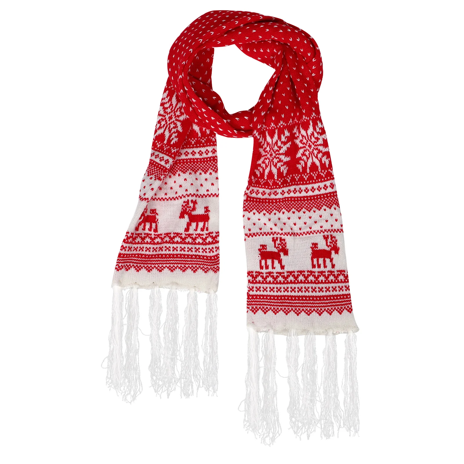 Bufanda gruesa de Navidad, bufanda cálida para otoño e invierno, bufanda protectora contra el frío, bufanda larga informal con puntos de copo de nieve y alce, regalo de Navidad para mujer