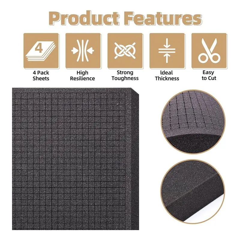 ABMI-Pick And Pluck Foam, 40.64 X 30.48 X 5.08 Cm Pick Insert Foam Protective Cover, Pluck Foam Board For Tools,