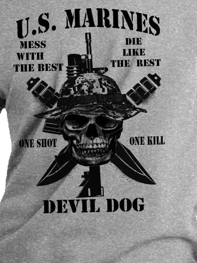 US Marines Corps Semper Fidelis Devil Dog Veteran T-Shirt. Summer Cotton Short Sleeve O-Neck Mens T Shirt New S-3XL