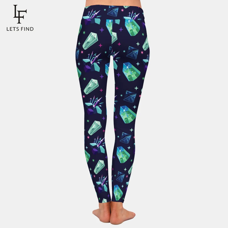 Leggings de cintura alta con estampado de cristal 3d para mujer, pantalones casuales de seda de leche, alta elasticidad, nueva moda