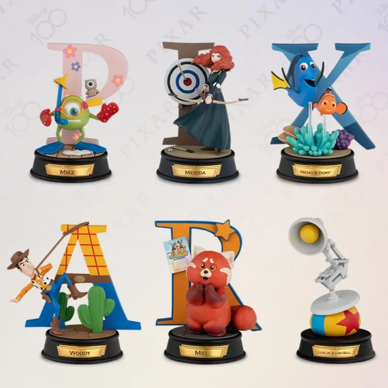 Disney 100 Years Celebration Alphabet Model Woody Pixar Jumping Lamp Desktop Decoration Figurine Finding Nemo Youthful Adults