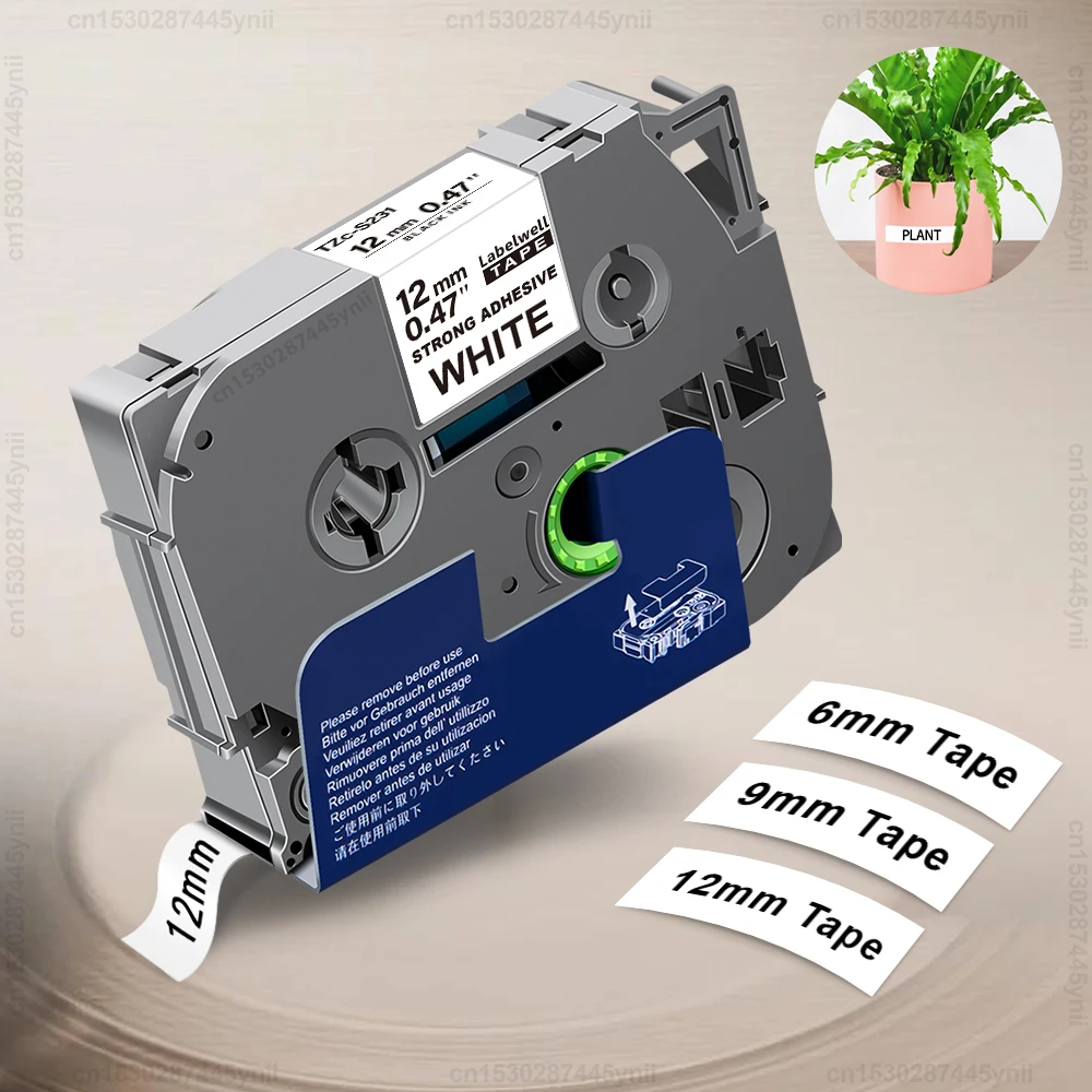 

6/9/12 мм TzeS231, совместимая с лентой Brother P-touch tze TzeS631 S231 S221 S211, прочная клейкая этикетка для принтера Brother PTH110