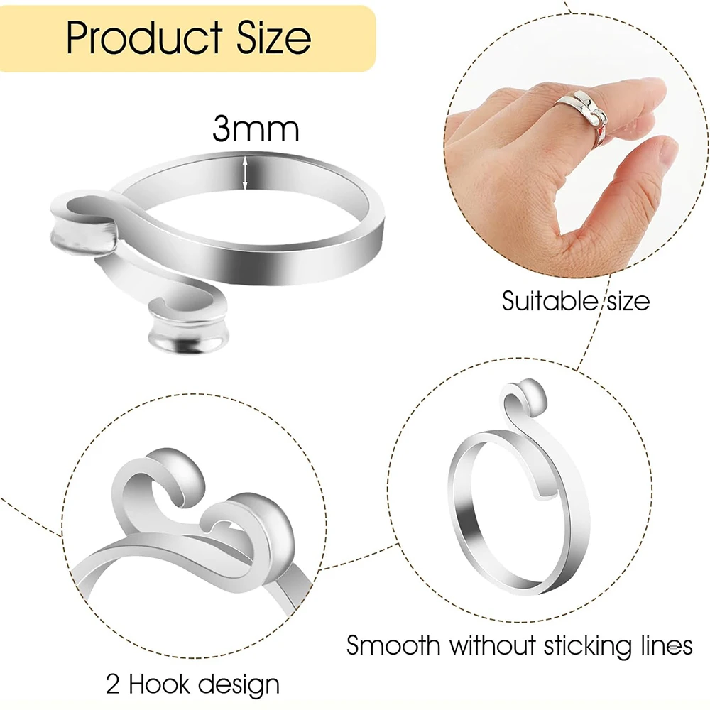 Knitting Crochet Loop Rings Knittied DIY Yarn Guide Finger Faster Holder Ring Thimble Adjustable Crocheter Sewing Tools Supplies