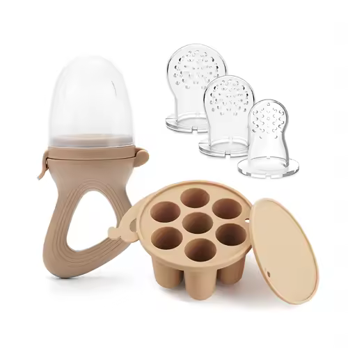 Baby Fruit Feeder Teether Pacifier with Baby Food Freezer Tray Set Silicone Freezable Teether for Fruit Purees Self Feeding - Image 7