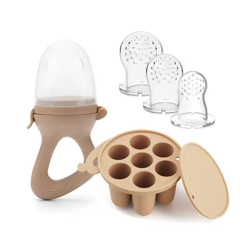 Baby Fruit Feeder Teether Pacifier with Baby Food Freezer Tray Set Silicone Freezable Teether for Fruit Purees Self Feeding - Image 7