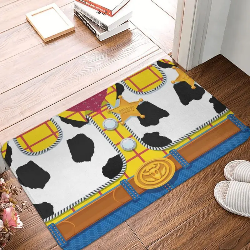 Custom Toy Story Woody's Sheriff Outfit Doormat Anti-Slip Bath Kitchen Mat Garden Garage Door Floor Entrance Carpet Rug