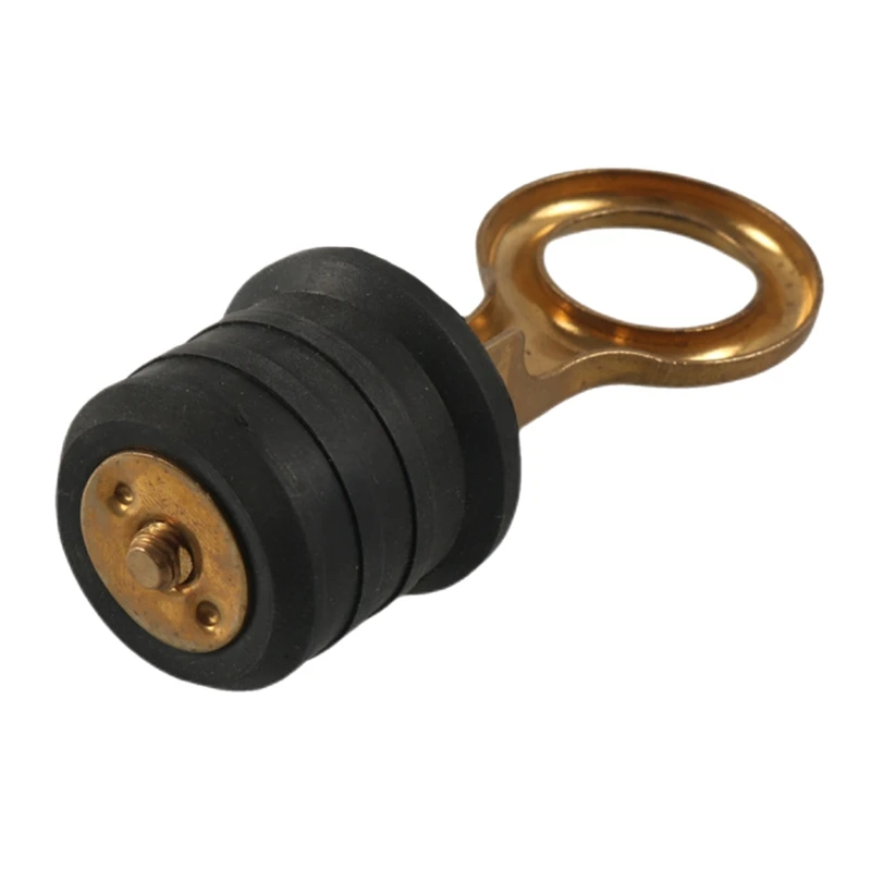 Snap-Handle Drain Plug For 1-1/4 Inch-Diameter Drains Locks in Place Brass Handle Rubber Plug for Boat Yacht