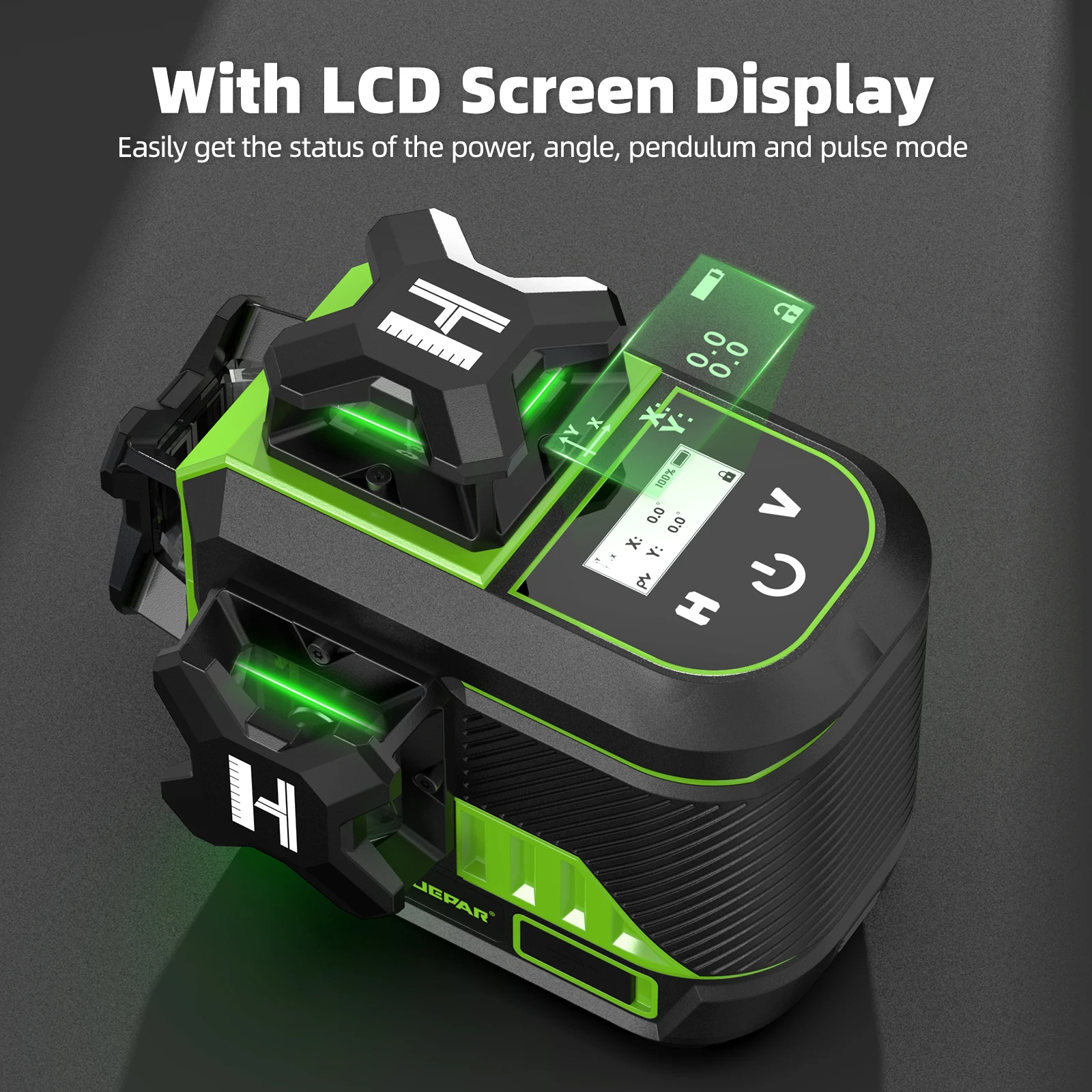 Huepar 3D Cross Line livello Laser 360 ° 12 linee Osram strumenti di livello Laser autolivellanti con Display LCD e batterie Bluetooth e 2x