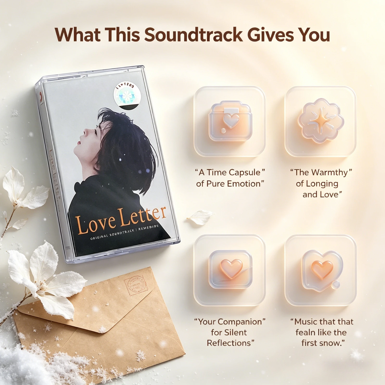Love Letter OST Cassette Tape with Movie Photo Booklet Transparent Case Retro Collectible Gift for Fans view 3