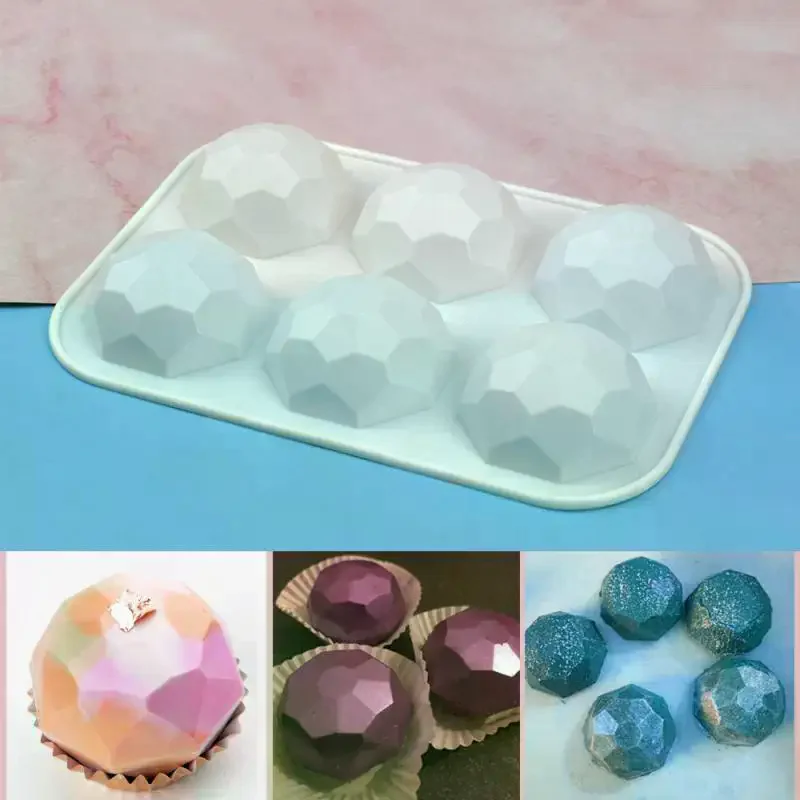 

6 Cavity Gem Jewel Silicone Chocolate Baking Mold Geometric Diamond Candle Mould Making Tool