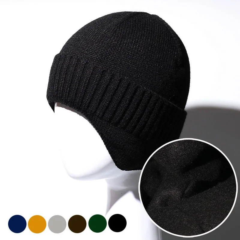 Fashion Winter Earmuff Beanie Men\'s Outdoor Knitted hat Women\'s Korean Warm Beanies Skiing Hat Windproof Earflaps Bonnet Hats