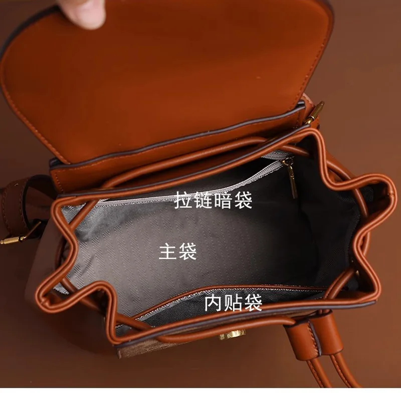 Women\'s small leather backpacks luxury designer backpack girls vintage backpack bags black traveling backpack PVC brown backpack