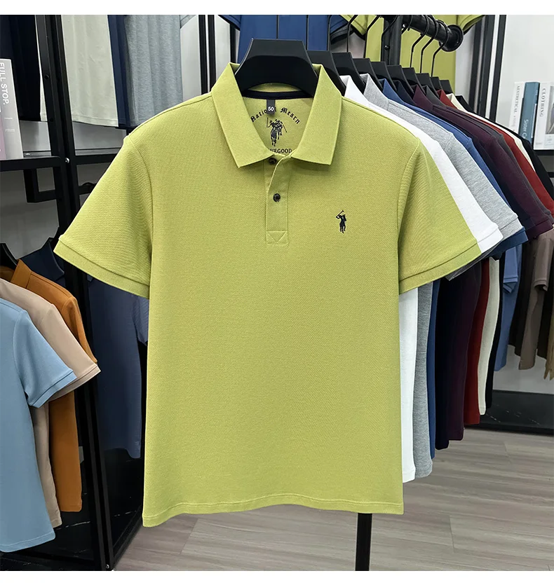 High-End 100% Baumwolle Kurzarm Polo Shirt Sommer Mode Luxus Marke Pony Stickerei T-Shirt Business Freizeit Golf Herrenkleidung – Detail 34
