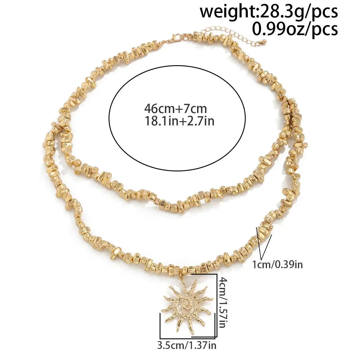 PuRui خمر العصرية طبقة مزدوجة عباد الشمس قلادة قلادة الرجال الإبداعية الشرير غير النظامية البلاستيك الخرز سلسلة القلائد مجوهرات #4