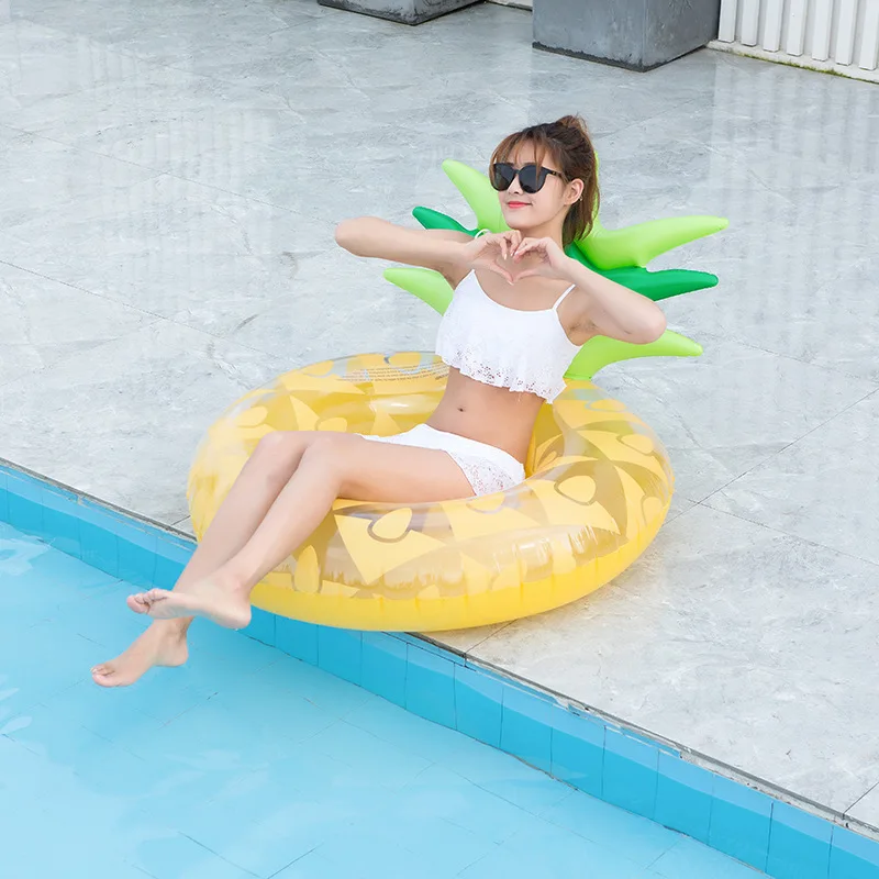 Anello Galleggiante Gonfiabile a Forma di Ananas con Schienale Oversize, Spesso, per Adulti, per Piscina e Spiaggia, Divertimento Estivo