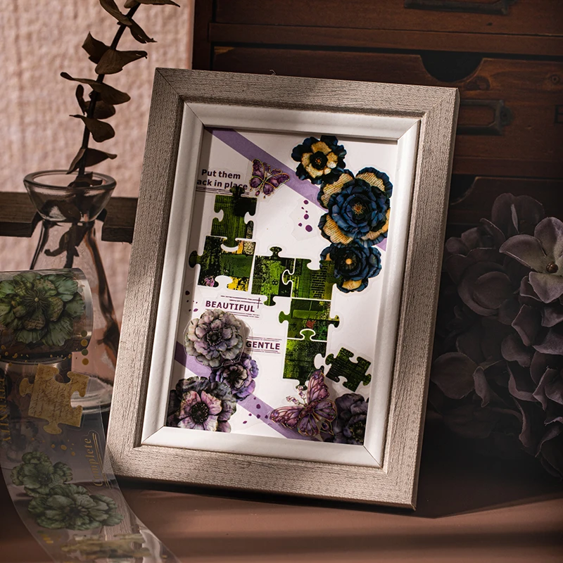 50 مللي متر * 2 متر شظايا زهرة أشرطة PET نباتات الزخرفية الزهور الشريط لمجلة القصاصات الجمالية القرطاسية لوازم الفن #6