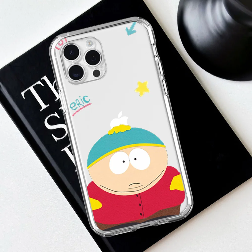 Cartoon S-South P-Park For iPhone 16 15 13 14 12 11 Pro Plus MAX XS iPhone13 14 Mini Transparent Phone Case