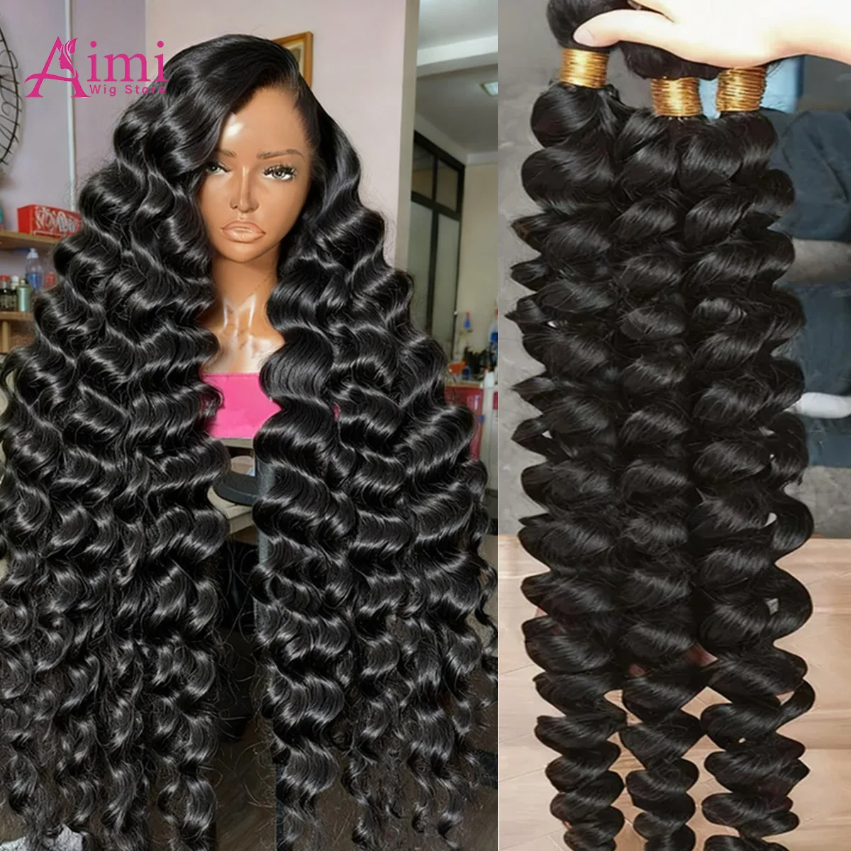 28 30 بوصة فضفاض موجة الشعر البشري حزم 16A البرازيلي الشعر الخام 1/3/4 قطعة حزم شعر طبيعي أسود ملحقات للمرأة