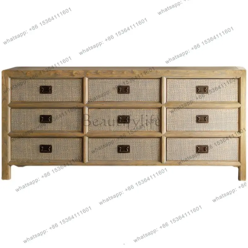 

Solid wood nine-chest cabinet storage wooden against the wall retro new Chinese style old