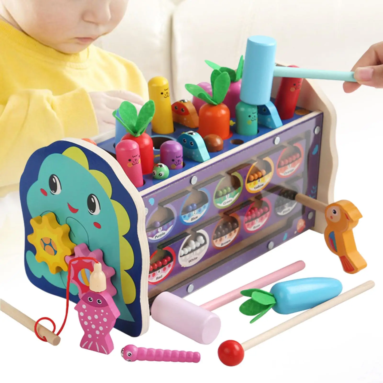 Banco de golpeo de madera Montessori para niños, juguete de habilidad motora fina, regalos de cumpleaños para niños de 1, 2, 3 y 4 años
