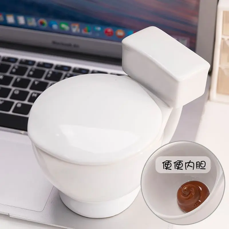 300ml Novelty Toilet Shape Mug Cup Coffee Ceramic Mug With Handle Water Cup Coffee Tea Milk Ice Cream Cup Funny For Gifts