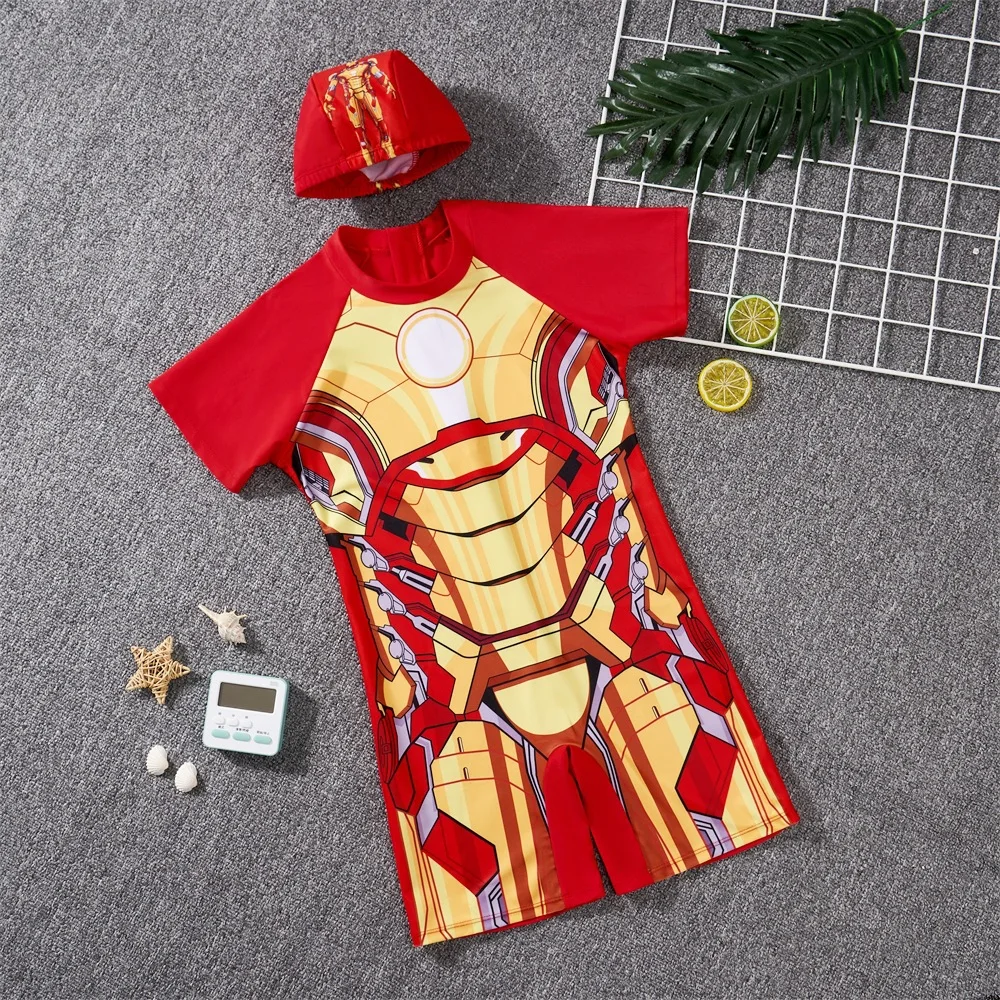 Fato de mergulho homem-aranha infantil, maiô curto, roupa de praia, traje de surf, novo