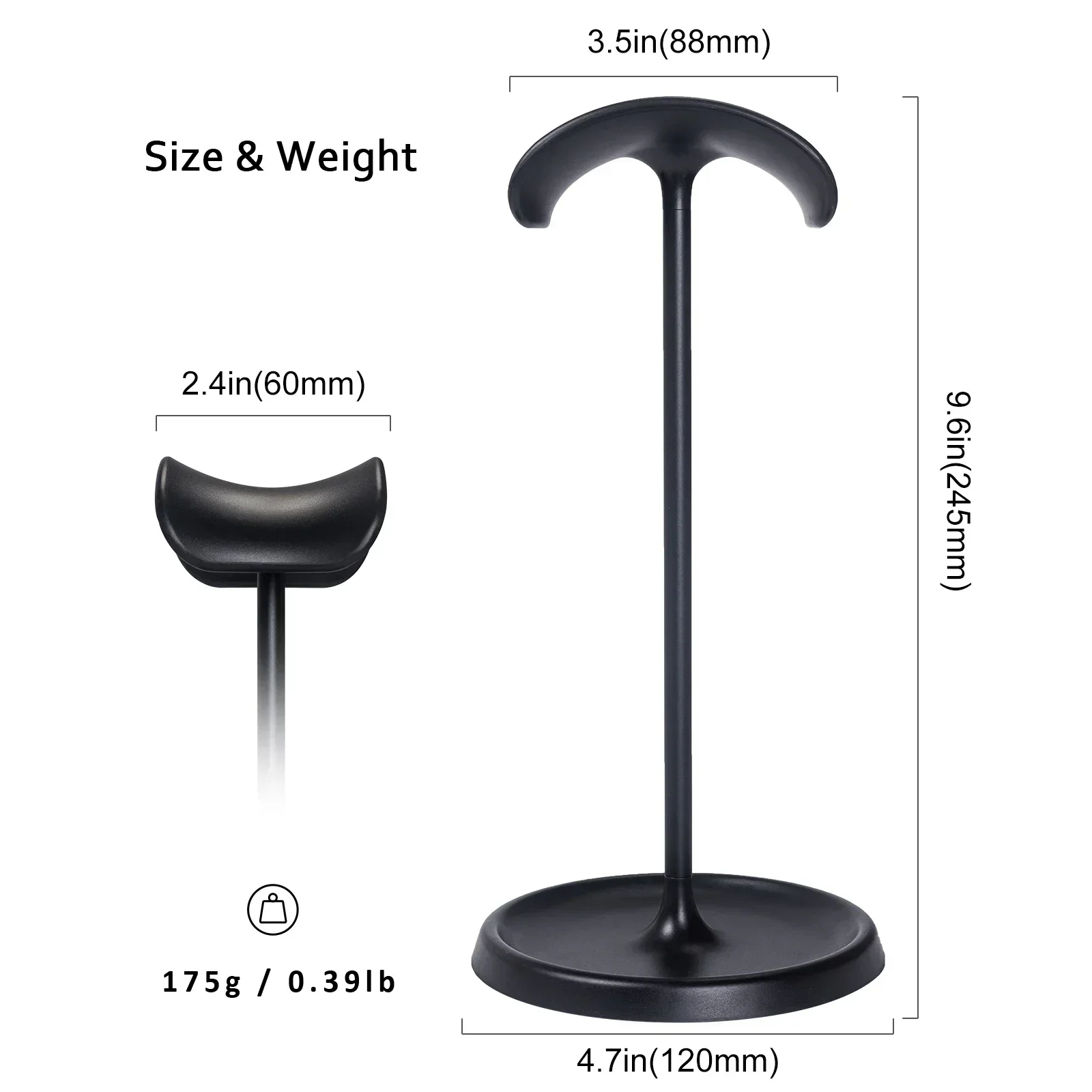 Curved Headphone Stand Sturdy Non-Slip Heavy Base Gaming Headset Holder Hanger with Storage Tray for Table Desk Display