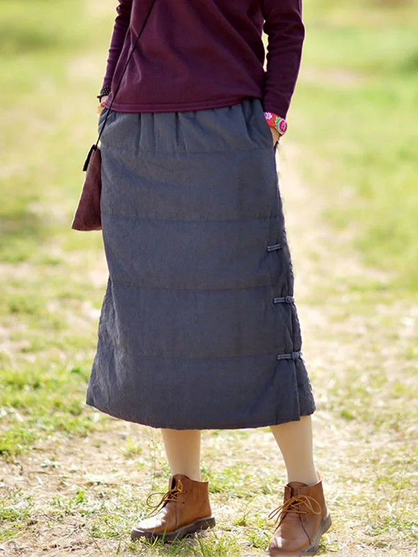 

Аутентичная зимняя новинка 2025, китайская хлопковая юбка на пуговицах с высокой талией, прямой крой, H-образный дизайн с эластичной резинкой на талии