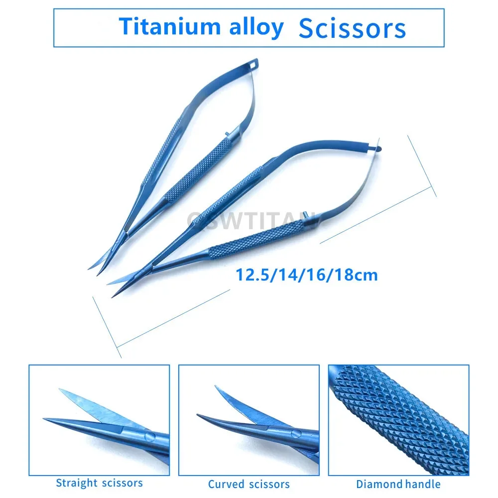 Ophthalmic Micro Cornea Scissors Orthopaedics Veterinary Surgical Instruments Titanium 12.5cm-18cm