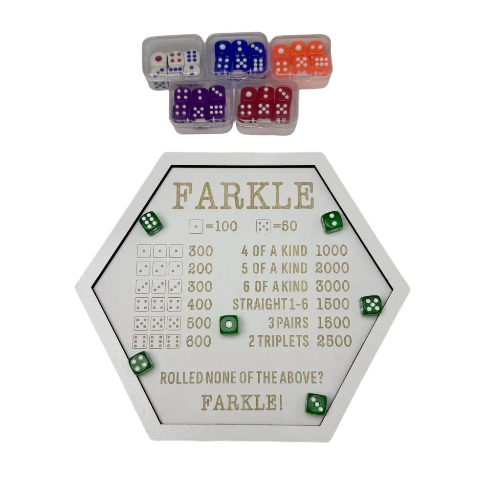 

Новый набор из 1 набор кубиков из массива дерева с белым шестиугольным многоугольным подносом, с прозрачной коробкой для хранения + 6 кубиков