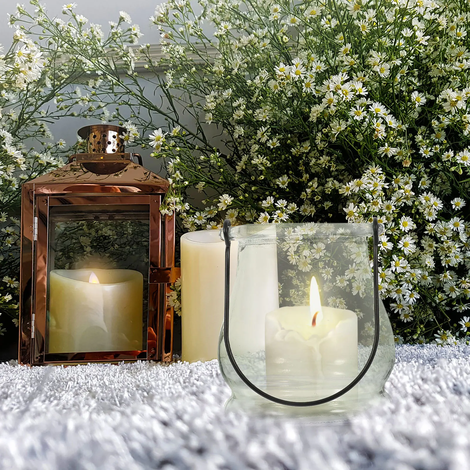 4Pcs Transparent Glass Flower Container Modern Style Stands Home Banquet Dinner Wedding Decor Glass Candlesticks