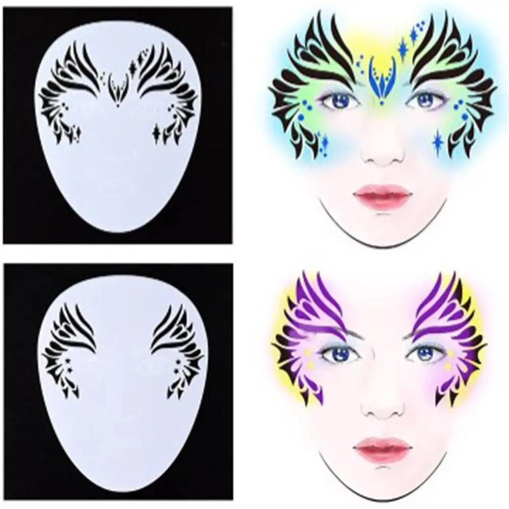 White Face Paint Template Animal Print Cartoon Body Painting Stencils Dolphin Temporary Tattoos Face Tattoo Party Makeup Stamps