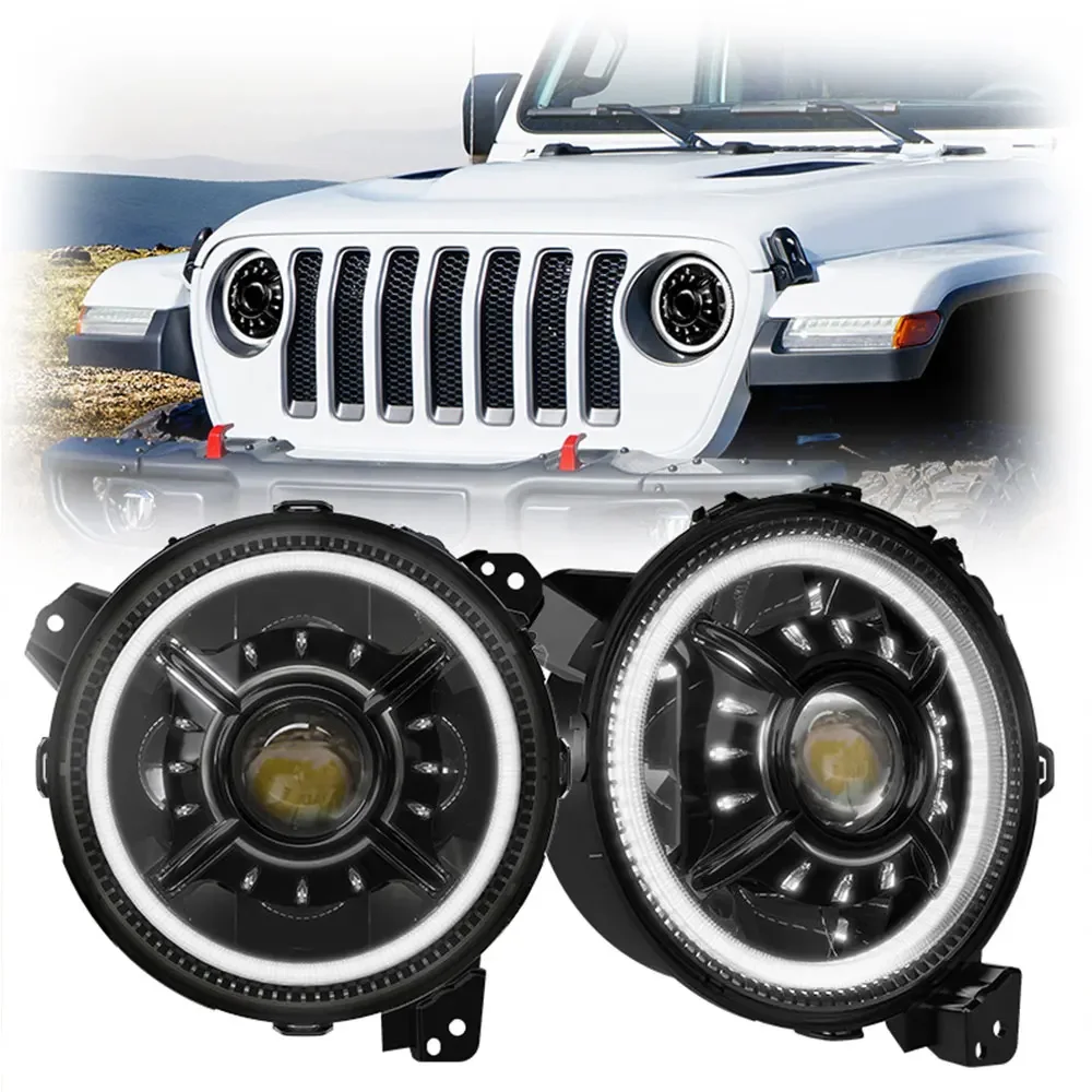 

For Jeep Wrangler Jl 2020 Led Headlight Car Accessories 9'' Led Headlight For Jeep JL RUBICON/SAHARA/SPORT Headlight With DRL