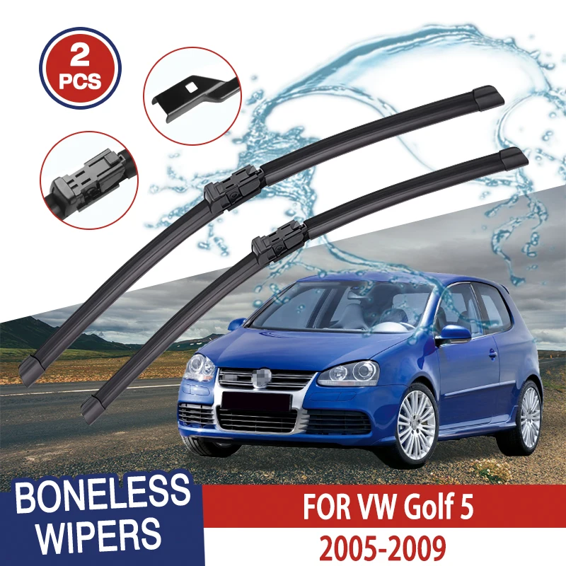 Wiper Blades For VW Golf 5  2005-2009 Front  Windshield Clean Window Windscreen Auto Parts Car Rain Brushes 24\'\'+19\'\'