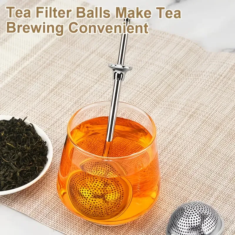 1Pc 304 Stainless Steel 2‑in‑1 Tea Infuser Powder Sifter Push‑in Filter for Office Restaurant