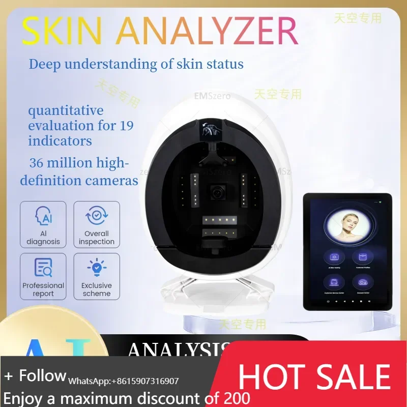 

AISIA Q1 48 Million Pixel Smart AI Facial Skin Analysis Detector 3 Camera 8 Spectrum UV RGB 3D Dermal Detection