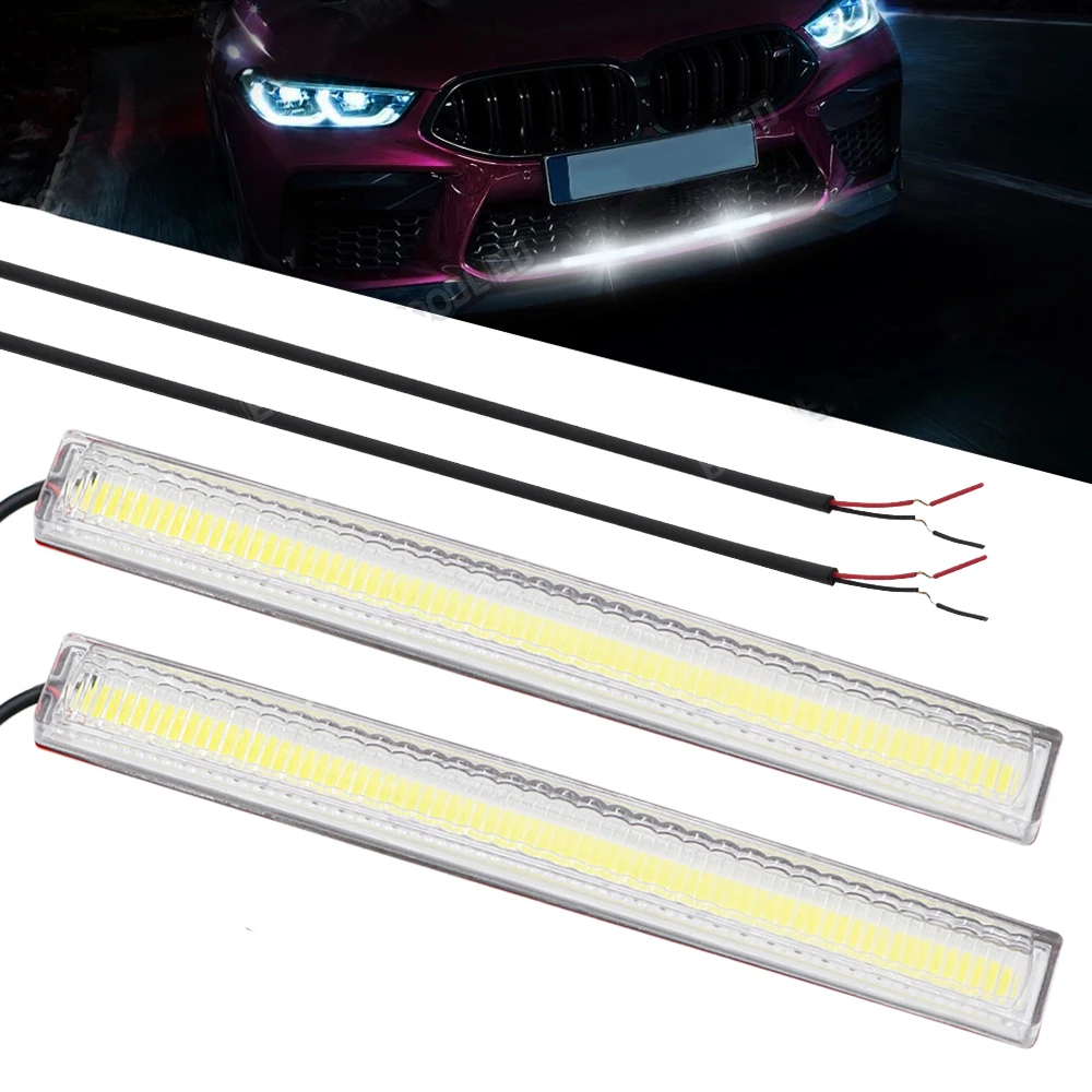 

YSY 2pcs 17CM Daytime Running Light DRL Car LED Light Strip Waterproof COB Lights Truck Boat Bike Universal Driving Lighting 12V