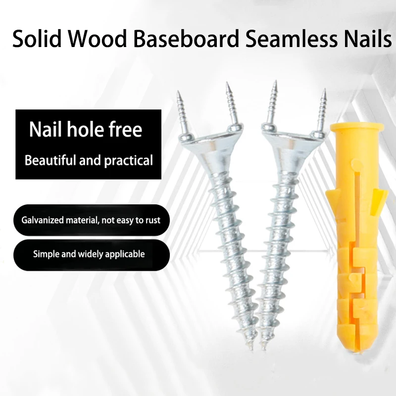 

50pcs Solid Wood Baseboard Seamless Nails Double-headed Self-tapping Screws Foot Line Special Nails Invisible Security Screws