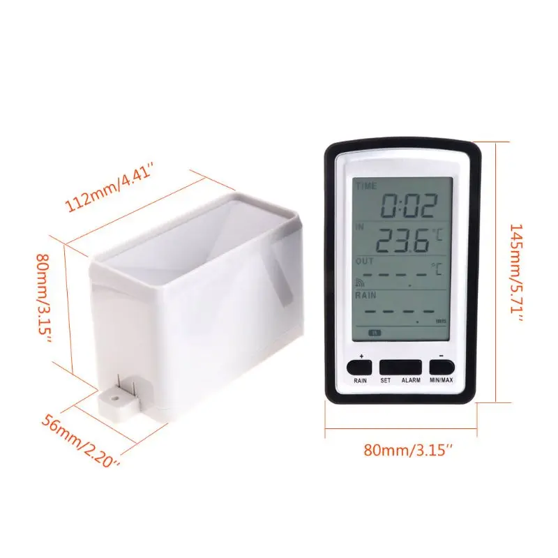 

Wireless Rain Meter Rain Gauge with Thermometer Weather Station For Indoor/outdoor Temperature Temp Recorder for Drop Shipping