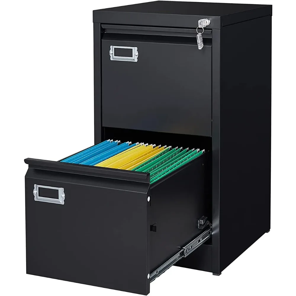 

2 Drawer File Cabinet with Lock, Metal Vertical File Storage Cabinet, 18" Deep Vertical Filing Cabinets for Home Office to Hangi