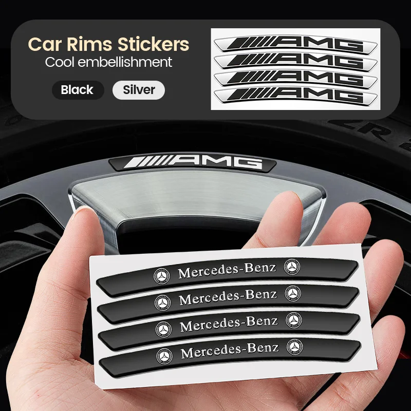 3D Aluminum Car Wheel Rims Racing Stickers Badge Auto Decoration For Mercedes Benz S320 W164 W203 W204 W168 C180 E320 A200 CLA