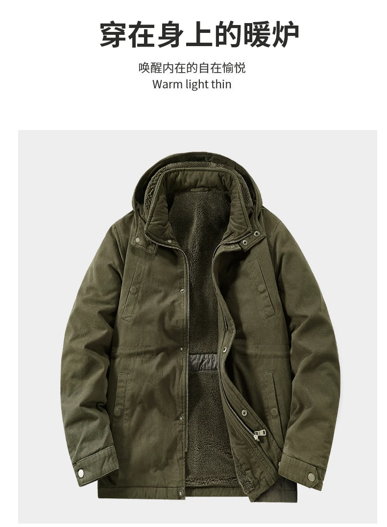 Middle Elderly Mens Pure Cotton Multi Pocket Workwear Jacket Mid Length Loose Windbreaker Spring Autumn Outdoor Windproof Daily