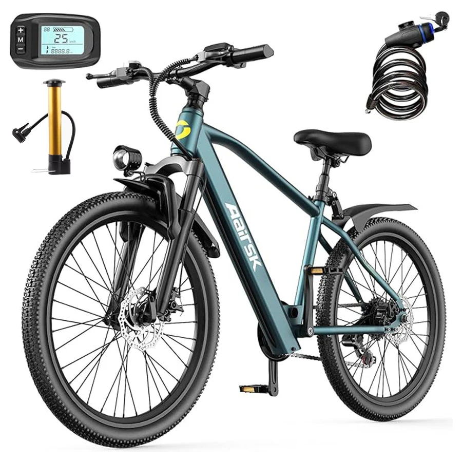 Aairsk 26-inch Electric Bike, 36V 10Ah Battery, 3 Riding Modes, 748W Motor, Full-Suspension Electric Bike, Suitable for Adults and Teenagers for Commuting and Travel