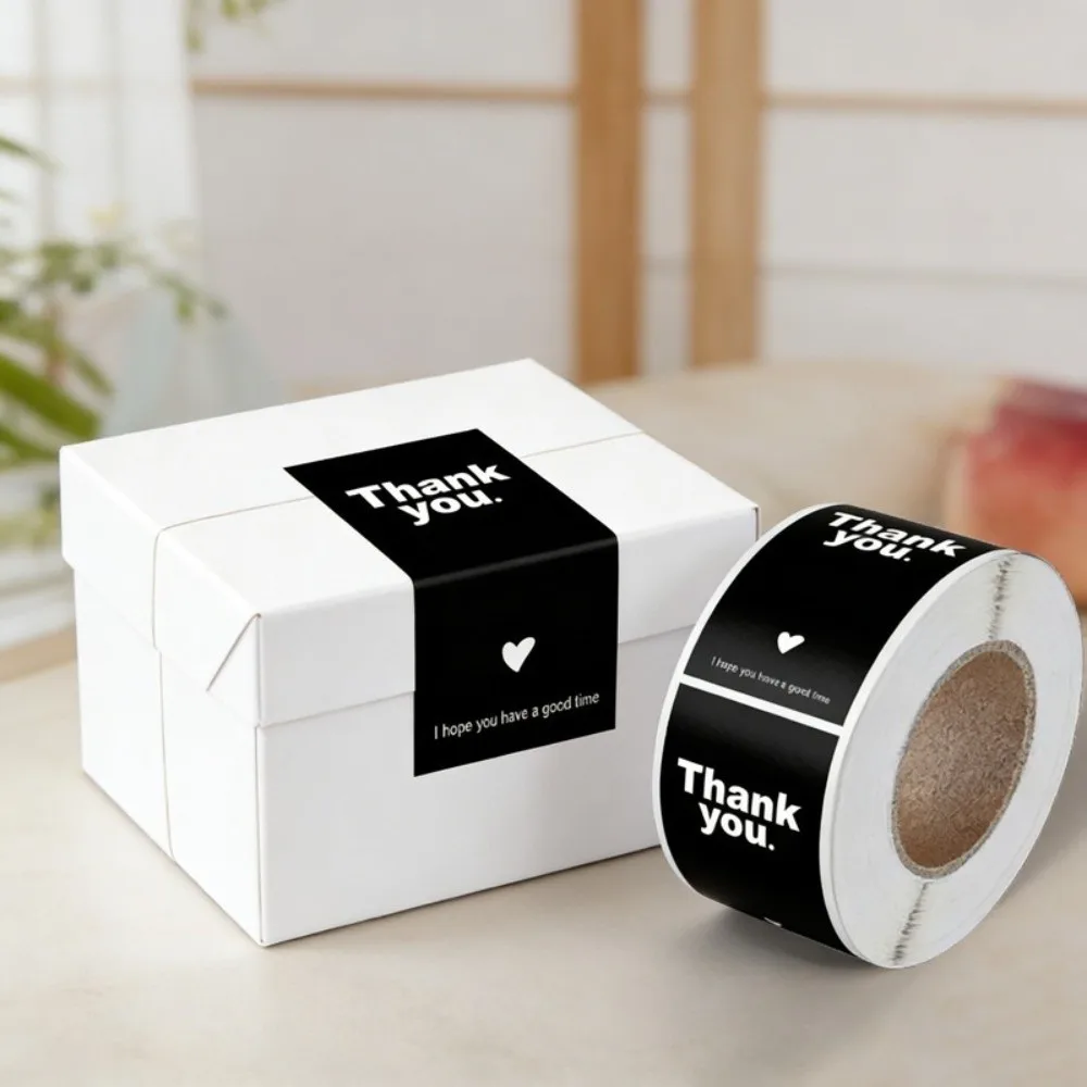 100pcs/roll High Quality Rectangular Thank You Sticker Waterproof Envelope Decoration Decorative Label Sealing Sticker