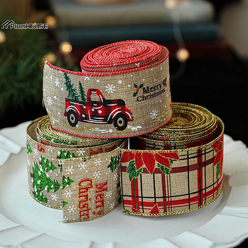 2m/Roll Christmas Printed DIY Ribbon Gift Wrapping Christmas Tree Decor Ribbon For DIY Wreath Bows Crafts 6.3cm image 4