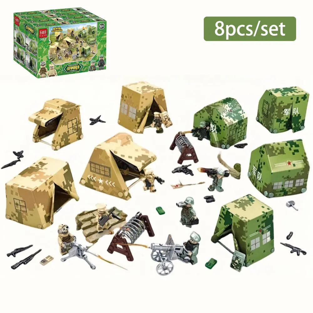 

Military Tents Special Force Field Force WW2 Infantry Military Soldiers Corp War Army Mini Gun Weapons Model Building Block Toys